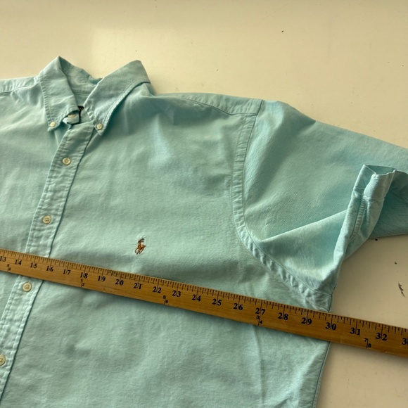Polo Ralph Lauren Mint Blue Short Sleeve Button Down Shirt Mens 2XLT TALL - Picture 6 of 7